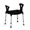 Image of Over Toilet Commode Chair with Armrests and Non Slip Feet black frame with closed lid seat and adjustable legs