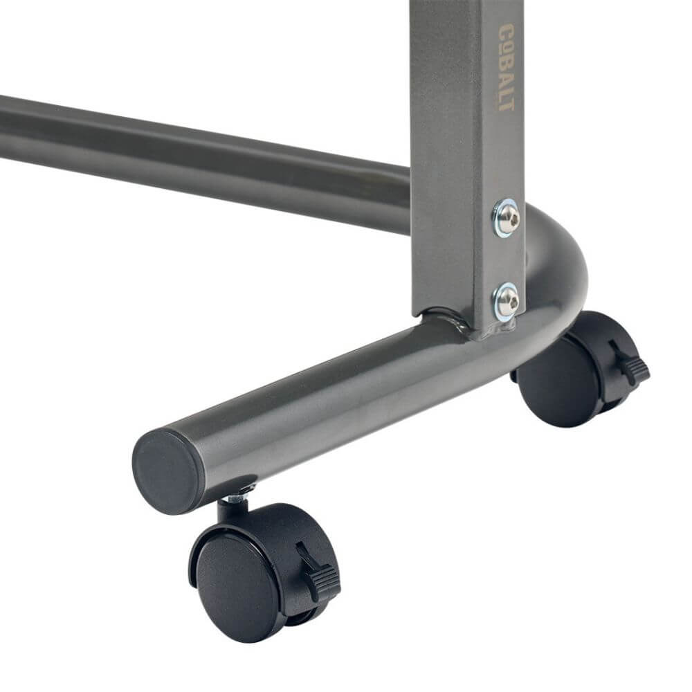 Overbed Table with Gas Lift 90 x 39cm close up of wheeled base and height adjustment column