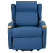 Pressure Care Lift Recliner Chair with Air Cells front view showing padded blue upholstery and armrests