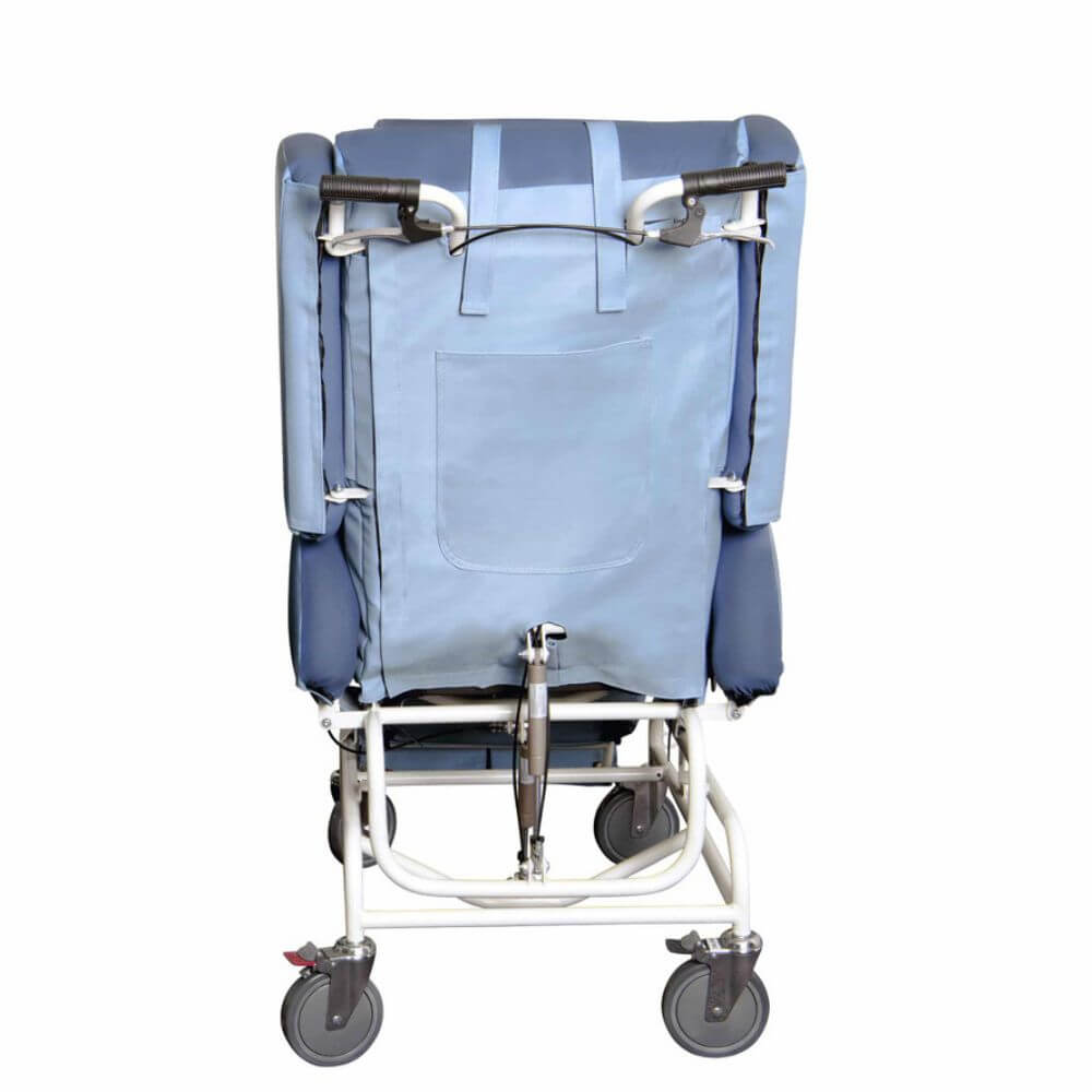 Pressure Relief Air Chair for Standard Users rear view displaying frame and castor system