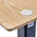 Rectangular Over Bed Table HR 44-83cm SWL 30kg corner view showing woodgrain top and cable grommet