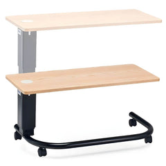 Rectangular Over Bed Table HR 44-83cm SWL 30kg with additional lower shelf and wheeled base