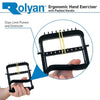 Image of Rolyan Ergonomic Hand Exerciser with Padded Handle showing adjustable clip positions for resistance control