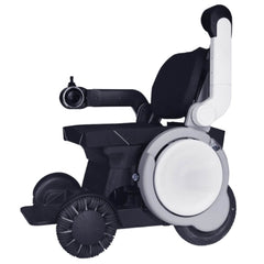 Rover Powerchair compact electric wheelchair with white frame and all terrain front wheels