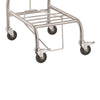 Image of Single Linen Skip with Foot Operated Lid and Castors lower wire support shelf detail