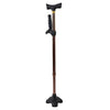 Image of Sit to Stand Assist T Handle Walking Stick adjustable height cane with quad base and side handle