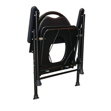 Space-Saving Folding Commode Chair Folded