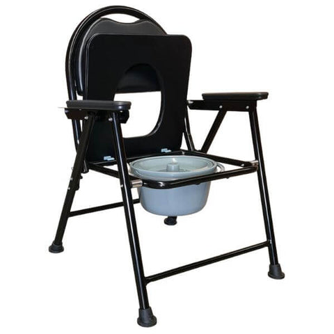 Space-Saving Folding Commode Chair Lid