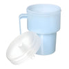 Image of Spillproof Drinking Cup with Handle and Lid light blue plastic cup with removable lid and easy grip handle