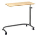 Spring Lift Overbed Table 79 x 39cm positioned over bed with curved base and rolling castors