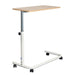Spring Lift Overbed Table 79 x 39cm side view showing adjustable height column and wheeled base