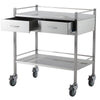 Image of Stainless Steel Dressing Trolley 2 Drawers and Shelf with both drawers open