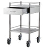Image of Stainless Steel Dressing Trolley with Drawer and Shelf extended drawer on smooth runners