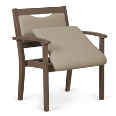 Stand Assist Dining Chair 68cm wooden dining chair with padded seat, backrest, and supportive armrests