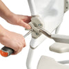 Image of Swift Mobil-2 Height Adjustable Shower Commode Chair armrest adjustment close up with screwdriver