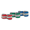 Image of THERABAND Adjustable Ankle and Wrist Weights set showing red 1 lb, green 1.5 lb, and blue 2.5 lb pairs