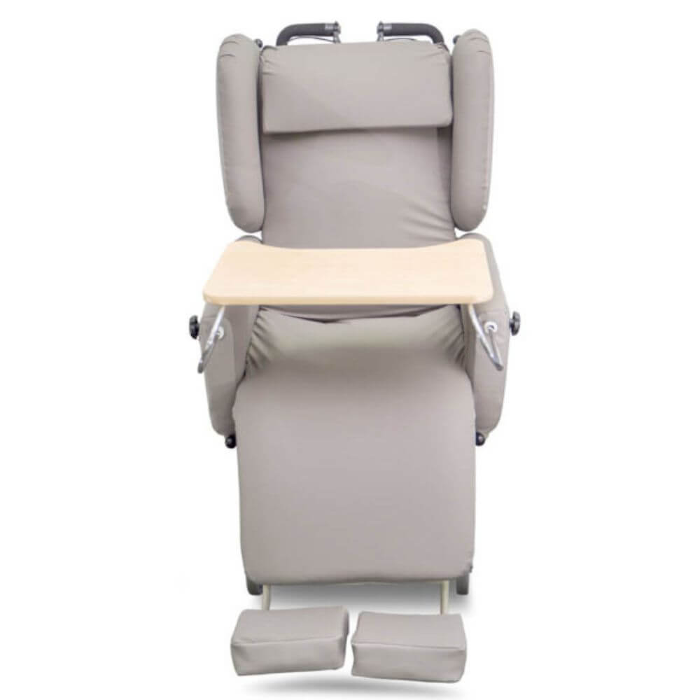 Tilt in Space Chair Bed with Pressure Relief and Recline front view upright chair configuration
