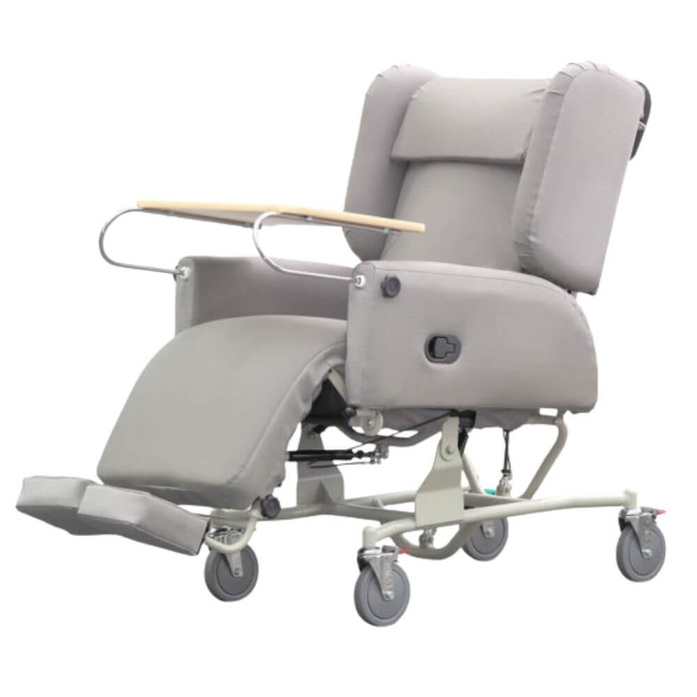 Tilt in Space Chair Bed with Pressure Relief and Recline mid recline position demonstrating tilt in space
