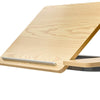 Image of Tilting Over Bed Table with Gas Lift 79 x 39cm detailed view of tilting wooden tabletop edge