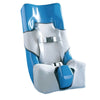Image of Tumble Forms Cozzee Feeder Seat Cover soft blue and white padded seat insert with safety straps and buckle