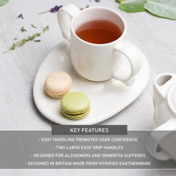 Two-Handled Ceramic Mug White Sample