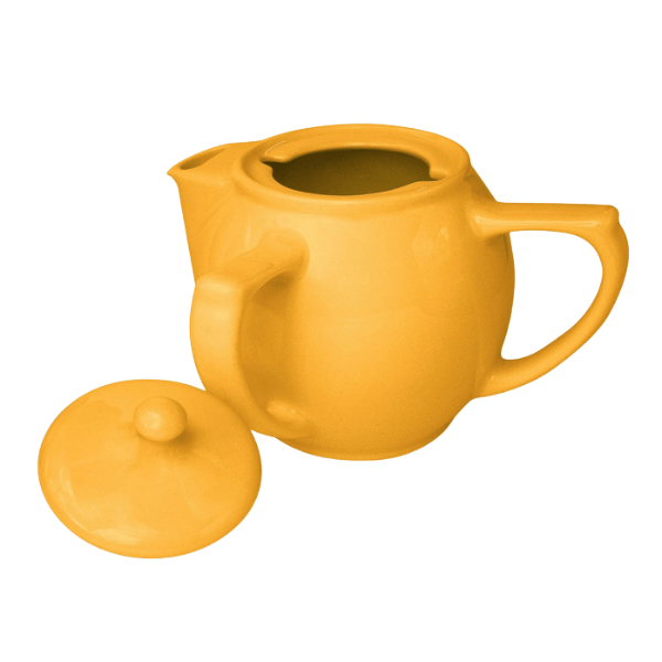 Two-Handled Ceramic Teapot For Seniors Yellow Opened