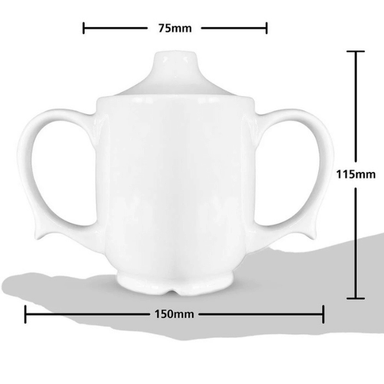 Two Handled Ceramic Feeding Cup For Seniors White Body