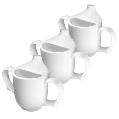 Two Handled Ceramic Feeding Cup For Seniors White