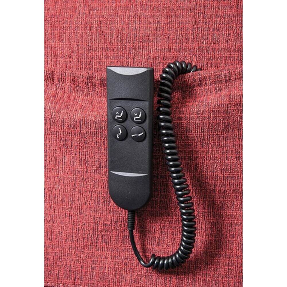 Vertical Lift Chair red fabric powered lift recliner handheld remote control with coiled cable