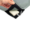 Image of Wireless Floor Mat Alarm Kit with LED Pager transmitter secured inside mat pocket