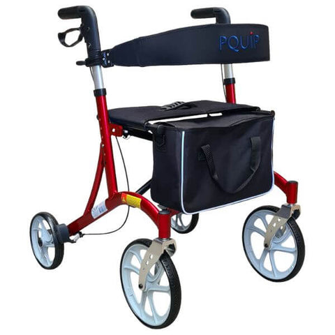 X-Fold Rollator with Comfortable Padded Seat Red