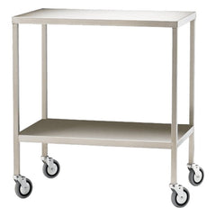 Aero Healthcare large stainless steel trolley with two flat shelves and castor wheels