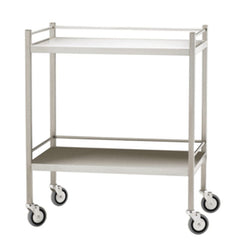 Aero Healthcare medium stainless steel medical trolley with rails front view
