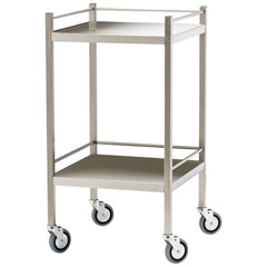 Aero Healthcare small stainless steel trolley with rails front view