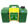 Image of AEROWASH gravity eyewash station 30L front view with green tank and yellow basin