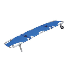 AeroRescue STR-05 blue alloy foldaway emergency stretcher with wheels and straps