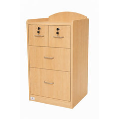 Bedside cabinet with dual lock in Beech with two lockable top drawers