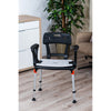 Image of Black king shower seat with backrest and cushions fitted in a shower