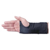 Image of Black rolyan wrist splint worn on the wrist with fingers free