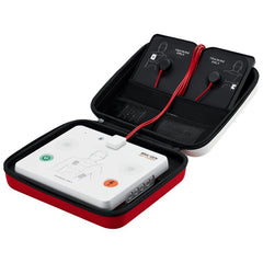 Brayden AED trainer defibrillator training device open in carry case with training pads