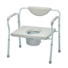 Cobalt bariatric over toilet aid with backrest, armrests and commode bucket fitted