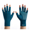 Image of Dext theraluxe arthritis gloves in teal with silicone grip palm
