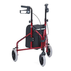 Drive aluminium tri walker in red (TW008R) with zipped carry bag and loop brakes