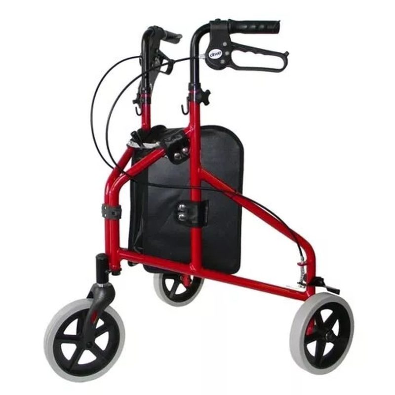 Drive aluminium tri walker in red with carry bag and loop brakes