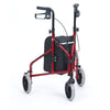 Image of Red Drive 3 wheel tri walker front view showing swivel front wheel and carry bag