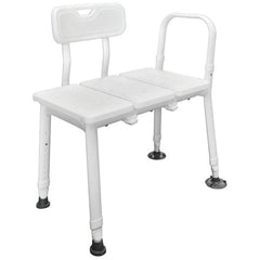 Heavy duty bariatric bath transfer bench with backrest, side grab handle and suction feet