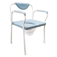 Heavy duty bariatric commode chair with extra wide seat, cushioned backrest, armrests and pail