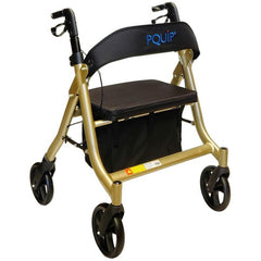Champagne heavy duty bariatric rollator with padded seat, backrest and under seat bag