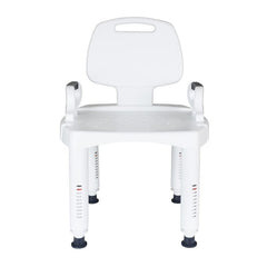 Homecraft plastic shower chair with backrest and handles front view