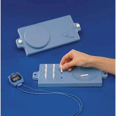 jamar 9 hole peg test kit with pegs being placed into the board